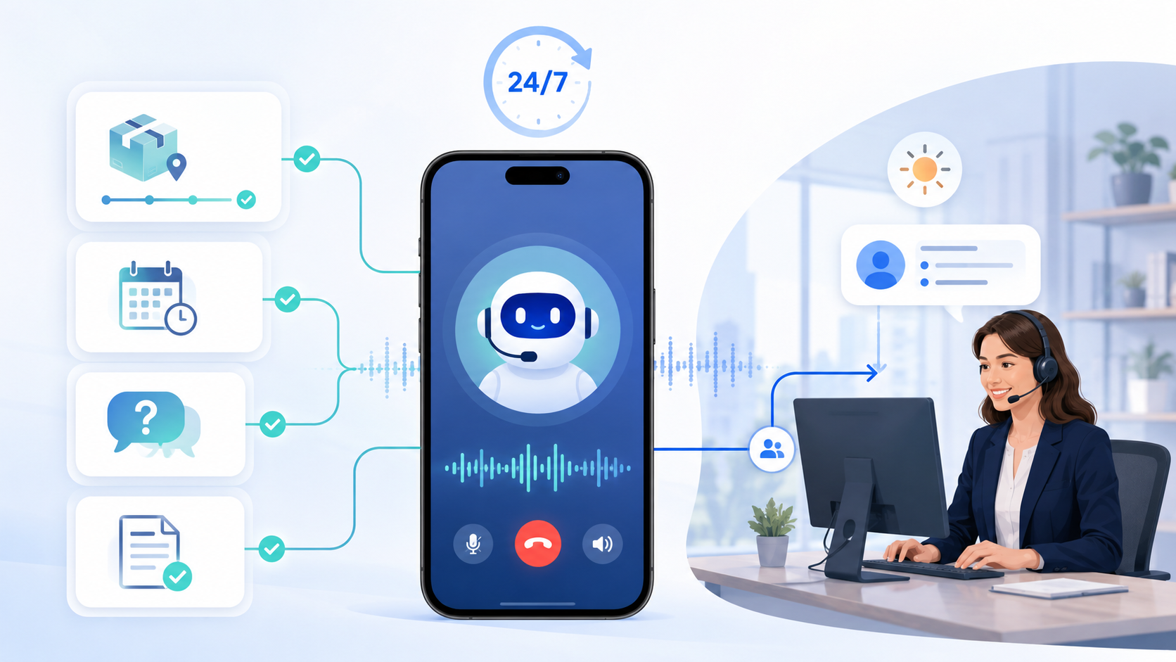 Atención al cliente por voz 24/7 con IA